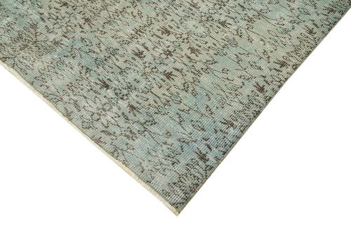 Overdyed Vintage Blue Vintage Cotton Wool Handmade Area Rug 5'10'' x 8'9''