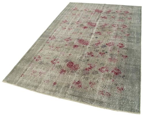 Overdyed Vintage Grey Vintage Cotton Wool Handmade Area Rug 4'9'' x 7'7''