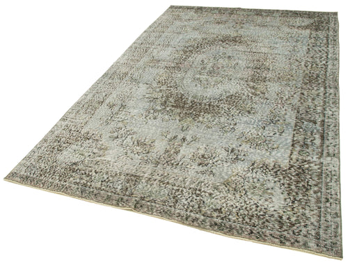 Overdyed Vintage Grey Vintage Cotton Wool Handmade Area Rug 5'5'' x 8'11''