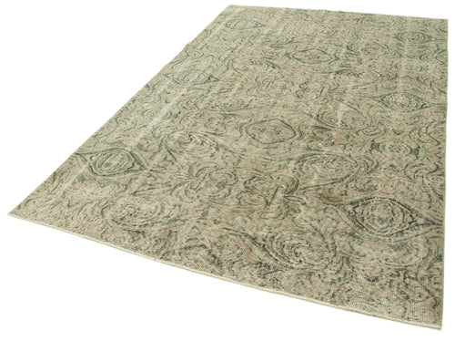 Handmade Area Rug – Overdyed Beige Vintage Wool Cotton Carpet 5'8''x8'9''