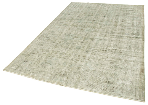 Overdyed Vintage Grey Vintage Cotton Wool Handmade Area Rug 5'11'' x 8'8''