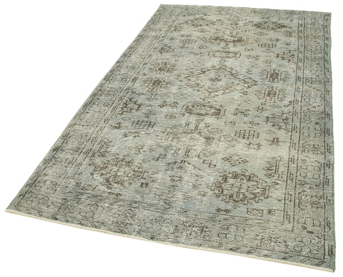 Overdyed Vintage Grey Vintage Cotton Wool Handmade Area Rug 4'9'' x 8'7''