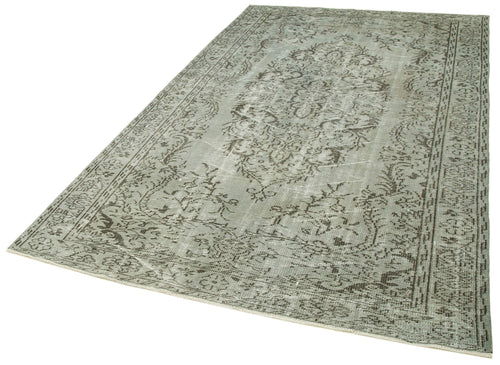 Overdyed Vintage Grey Vintage Cotton Wool Handmade Area Rug 5'8'' x 9'3''