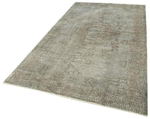 Overdyed Vintage Grey Vintage Cotton Wool Handmade Area Rug 5'4'' x 9'4''