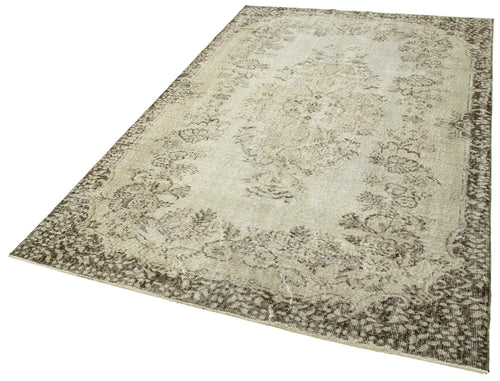 Overdyed Vintage Grey Vintage Cotton Wool Handmade Area Rug 5'5'' x 8'9''