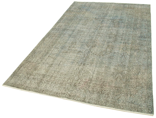 Overdyed Vintage Blue Vintage Cotton Wool Handmade Area Rug 5'1'' x 8'8''