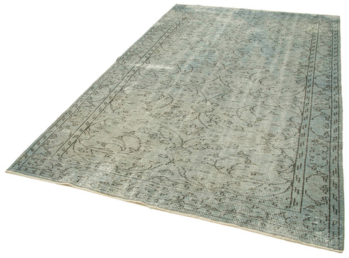 Overdyed Vintage Blue Vintage Cotton Wool Handmade Area Rug 5'8'' x 8'11''