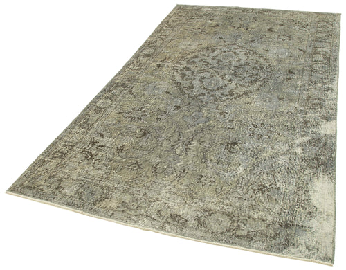 Overdyed Vintage Grey Vintage Cotton Wool Handmade Area Rug 5'3'' x 9'8''