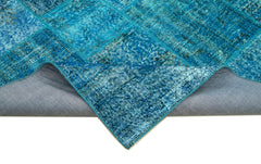 Kirk Yama Blue Patchwork Cotton Wool Handmade Area Rug 6'7'' x 9'9''