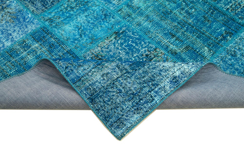 Kirk Yama Blue Patchwork Cotton Wool Handmade Area Rug 6'7'' x 9'9''
