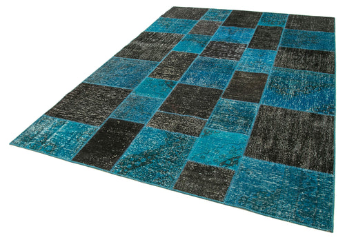 Kirk Yama Black Patchwork Cotton Wool Handmade Area Rug 6'7'' x 9'9''