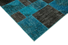Kirk Yama Black Patchwork Cotton Wool Handmade Area Rug 6'7'' x 9'9''