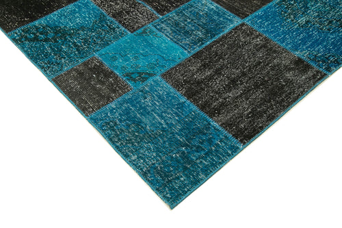 Kirk Yama Black Patchwork Cotton Wool Handmade Area Rug 6'7'' x 9'9''