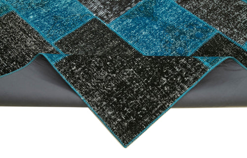 Kirk Yama Black Patchwork Cotton Wool Handmade Area Rug 6'7'' x 9'9''