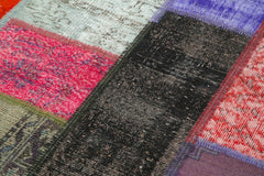 Handmade Area Rug - Kirk Yama Pink Patchwork Cotton Wool Carpet 6'3''x9'6''