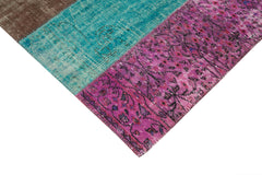 Kirk Yama Pink Patchwork Cotton Wool Handmade Area Rug 6'8'' x 9'1''