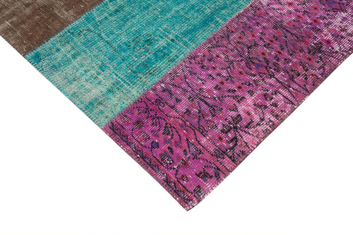 Kirk Yama Pink Patchwork Cotton Wool Handmade Area Rug 6'8'' x 9'1''