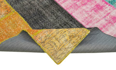 Kirk Yama Pink Patchwork Cotton Wool Handmade Area Rug 6'9'' x 8'9''