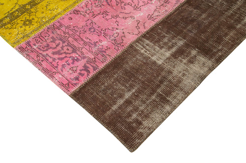 Kirk Yama Pink Patchwork Cotton Wool Handmade Area Rug 6'8'' x 9'1''