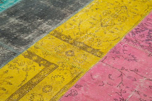 Kirk Yama Pink Patchwork Cotton Wool Handmade Area Rug 6'8'' x 9'1''