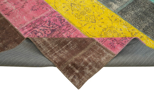 Kirk Yama Pink Patchwork Cotton Wool Handmade Area Rug 6'8'' x 9'1''