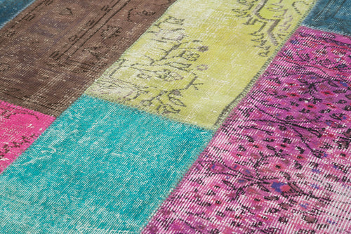 Kirk Yama Pink Patchwork Cotton Wool Handmade Area Rug 6'9'' x 9'1''