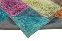 Kirk Yama Pink Patchwork Cotton Wool Handmade Area Rug 6'9'' x 9'1''