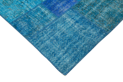Kirk Yama Blue Patchwork Cotton Wool Handmade Area Rug 6'9'' x 10'0''