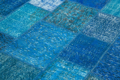 Kirk Yama Blue Patchwork Cotton Wool Handmade Area Rug 6'9'' x 10'0''