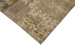 Kirk Yama Brown Patchwork Cotton Wool Handmade Area Rug 6'7'' x 9'11''