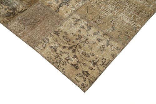Kirk Yama Brown Patchwork Cotton Wool Handmade Area Rug 6'7'' x 9'11''