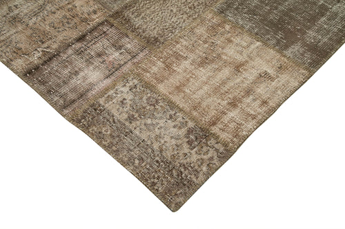 Kirk Yama Brown Patchwork Cotton Wool Handmade Area Rug 6'8'' x 9'11''
