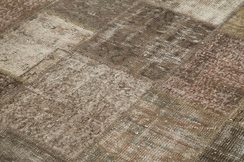 Kirk Yama Brown Patchwork Cotton Wool Handmade Area Rug 6'8'' x 9'11''