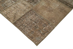 Handmade Area Rug - Kirk Yama Brown Patchwork Cotton Wool Carpet 6'8''x9'11''
