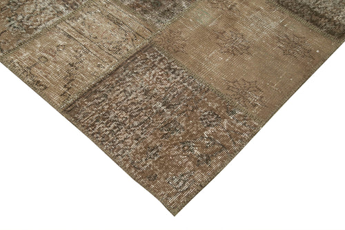 Handmade Area Rug - Kirk Yama Brown Patchwork Cotton Wool Carpet 6'8''x9'11''
