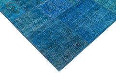 Handmade Area Rug – Blue Patchwork Wool Cotton Carpet 6'9''x9'9'' by Agacan