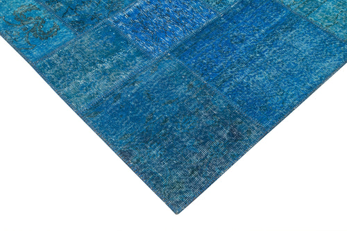 Handmade Area Rug – Blue Patchwork Wool Cotton Carpet 6'9''x9'9'' by Agacan