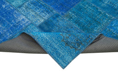 Handmade Area Rug – Blue Patchwork Wool Cotton Carpet 6'9''x9'9'' by Agacan