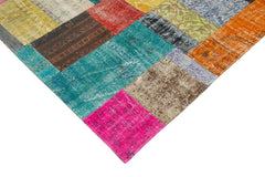 Kirk Yama Pink Patchwork Cotton Wool Handmade Area Rug 6'8'' x 9'11''