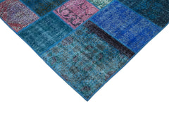 Kirk Yama Blue Patchwork Cotton Wool Handmade Area Rug 6'8'' x 9'10''