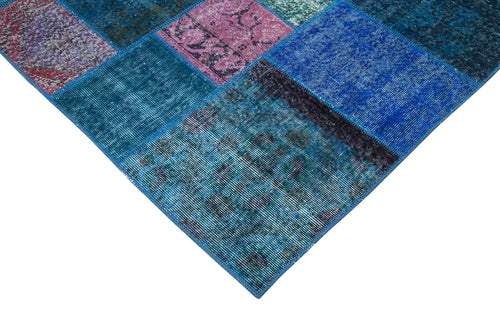 Kirk Yama Blue Patchwork Cotton Wool Handmade Area Rug 6'8'' x 9'10''