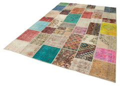 Kirk Yama Pink Patchwork Cotton Wool Handmade Area Rug 6'9'' x 9'10''
