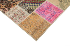 Kirk Yama Pink Patchwork Cotton Wool Handmade Area Rug 6'9'' x 9'10''