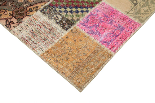Kirk Yama Pink Patchwork Cotton Wool Handmade Area Rug 6'9'' x 9'10''