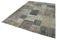 Kirk Yama Grey Patchwork Cotton Wool Handmade Area Rug 6'8'' x 9'10''