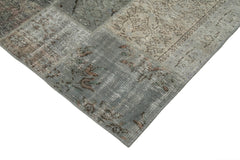 Kirk Yama Grey Patchwork Cotton Wool Handmade Area Rug 6'8'' x 9'10''