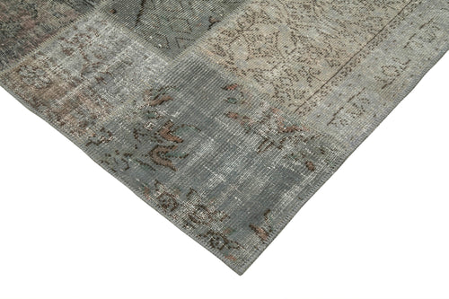 Kirk Yama Grey Patchwork Cotton Wool Handmade Area Rug 6'8'' x 9'10''