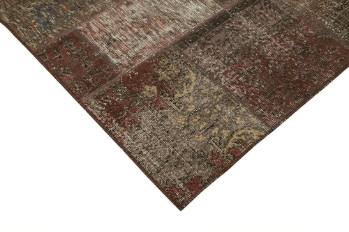 Kirk Yama Brown Patchwork Cotton Wool Handmade Area Rug 6'8'' x 9'9''
