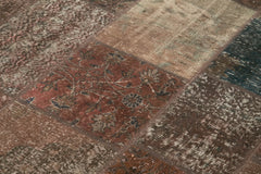 Kirk Yama Brown Patchwork Cotton Wool Handmade Area Rug 6'8'' x 9'9''