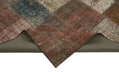Kirk Yama Brown Patchwork Cotton Wool Handmade Area Rug 6'8'' x 9'9''